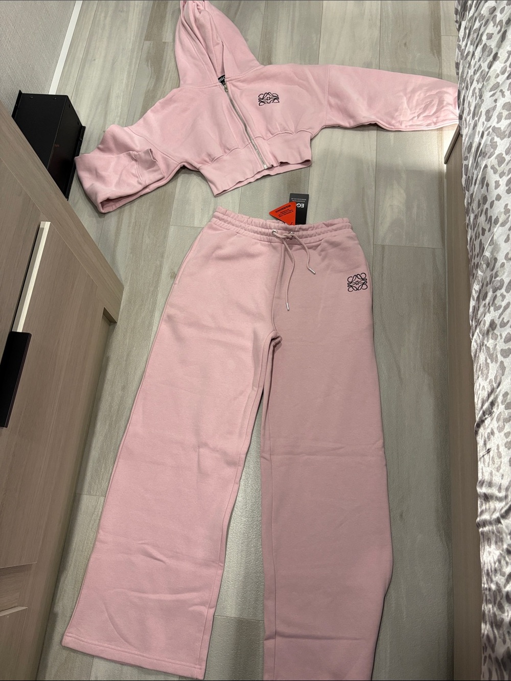EGO Pink Cropped Hoodie & Wide Leg Joggers Set